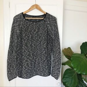 Zara Chunky Knit Sweater w/ Vegan Leather Collar M